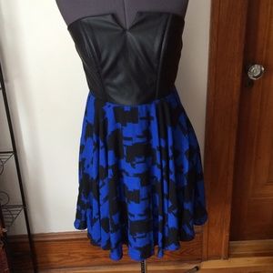 Lavender & Brown blue leather dress cocktail nwt